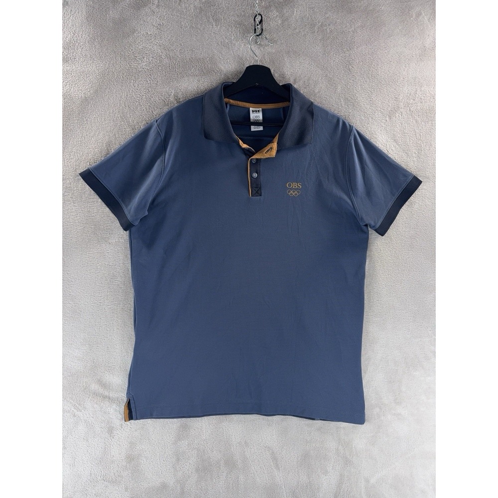 Helly Hansen OBS Polo‎ Shirt Mens Size Large Blue Olympic Team Performance